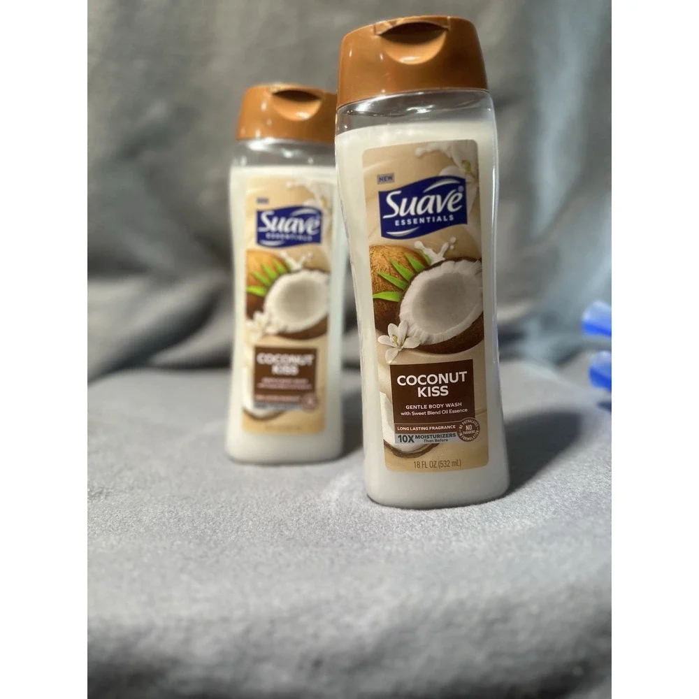 2 Pack Suave Essentials Coconut Kiss Gentle Body Wash Long Lasting Scent 18oz